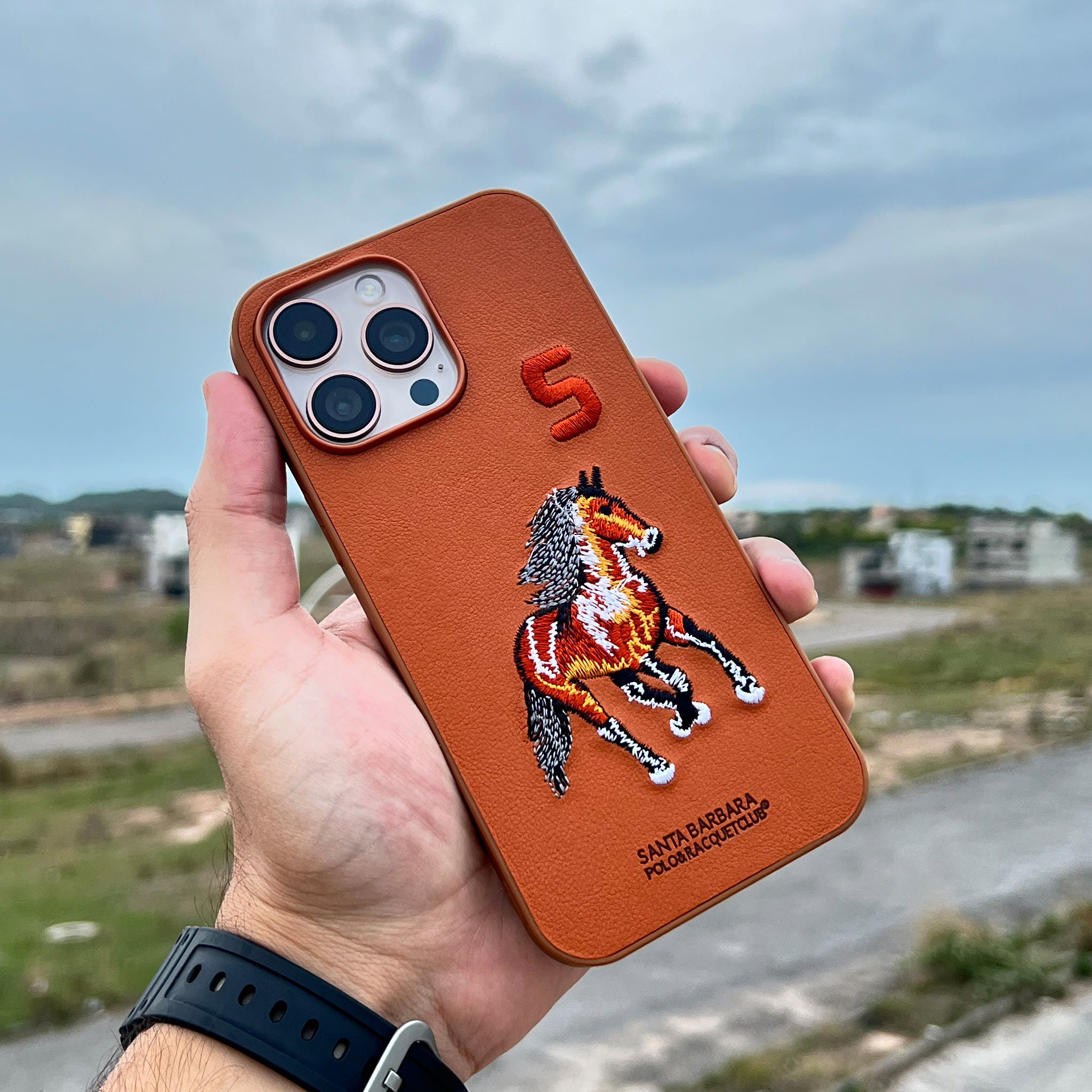 Santa Barbara Polo Style Leather Case for iPhone 16 Pro Max | Tan Brown | Wireless Charging Compatible