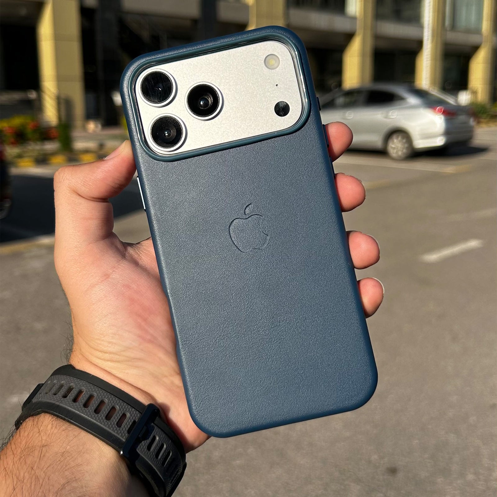 Apple Leather Case with MagSafe for iPhone 17 Pro Max | Navy Blue