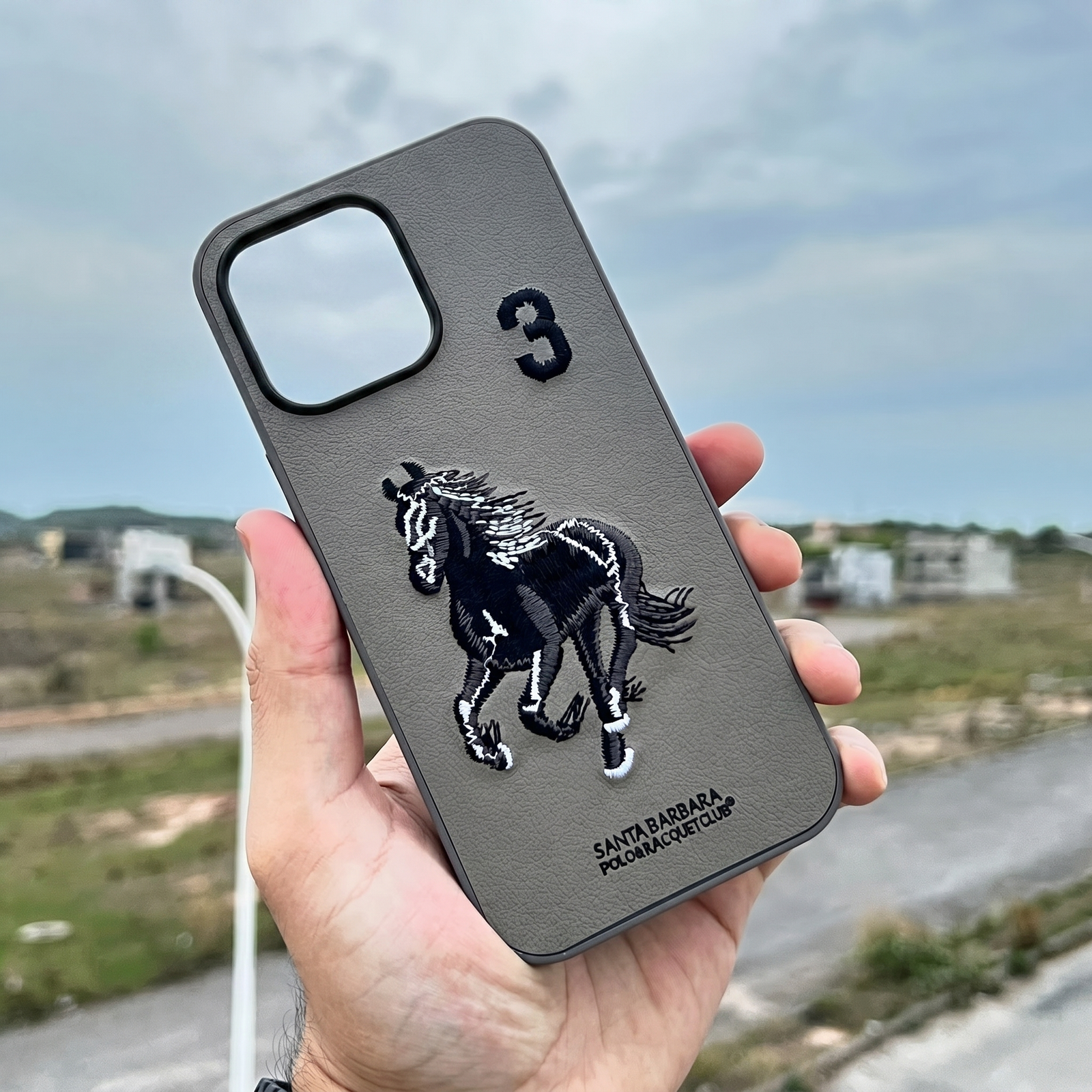 Santa Barbara Polo Style Leather Case  | Titanium Gray | Wireless Charging Compatible