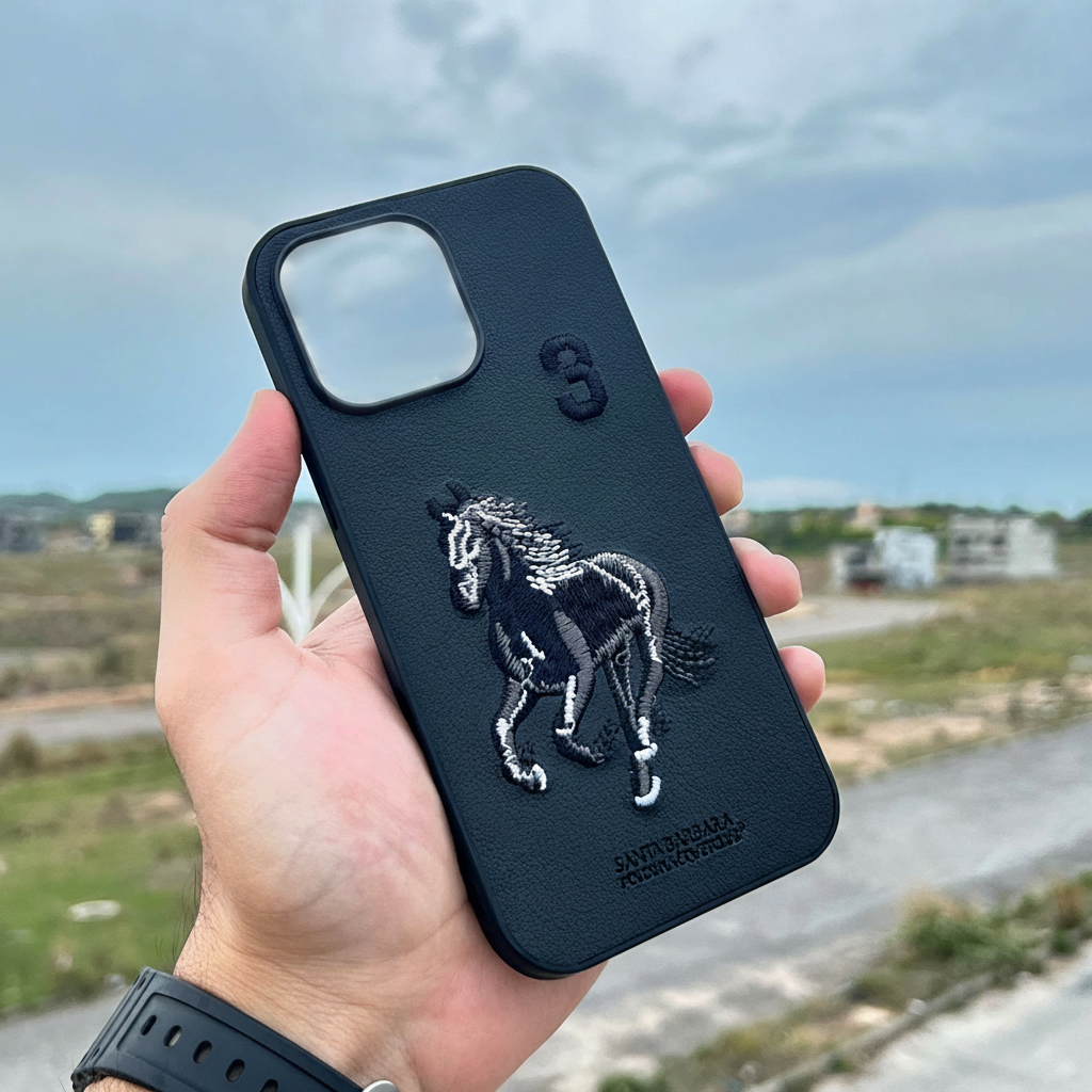 Santa Barbara Polo Style Leather Case | Black | Wireless Charging Compatible